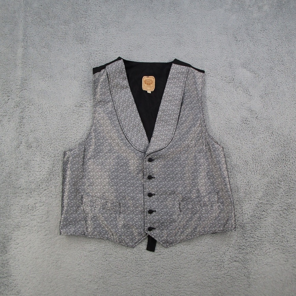 Wah Maker Frontier Clothing Mens XL Silver Geometric Western Vest Waistcoat USA